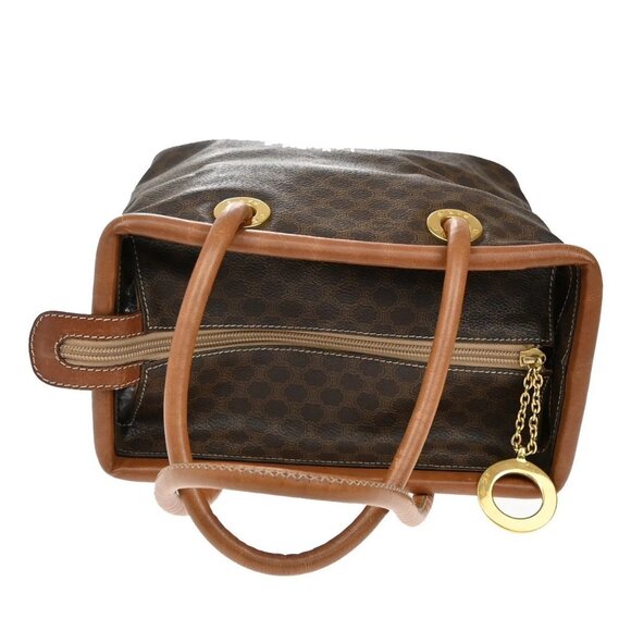 CELINE Logo Circle Macadam Pattern Hand Bag PVC Leather Brown GHW Italy 38KB361 - Picture 5 of 16